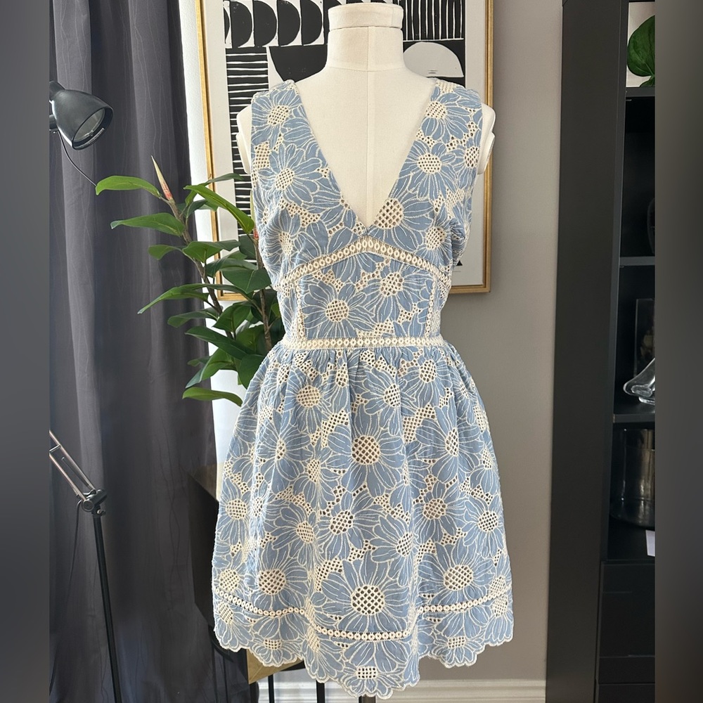 Adelyn Rae Embroidered Mini Dress